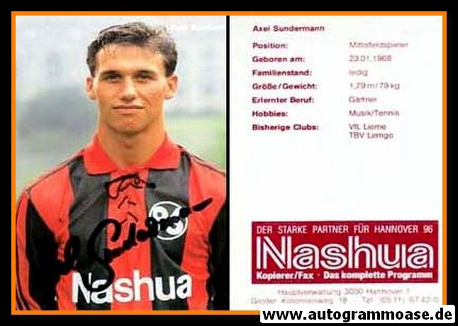 Autogramm Fussball | Hannover 96 | 1990 | Axel SUNDERMANN