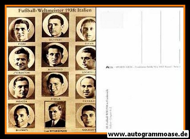 Mannschaftskarte Fussball | Italien | 1938 WM Retro (Collage Ungarn)