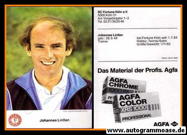 Autogramm Fussball | Fortuna Köln | 1985 | Hannes LINSSEN
