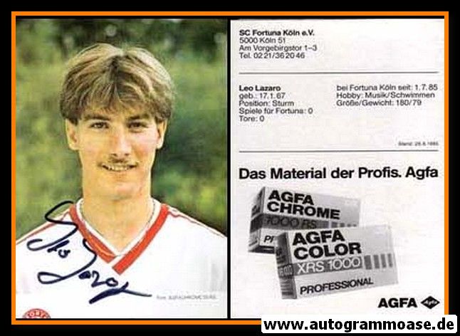 Autogramm Fussball | Fortuna Köln | 1985 | Leo LAZARO
