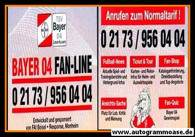 Autogrammkarte Fussball | Bayer Leverkusen | 1990er | FAN-LINE