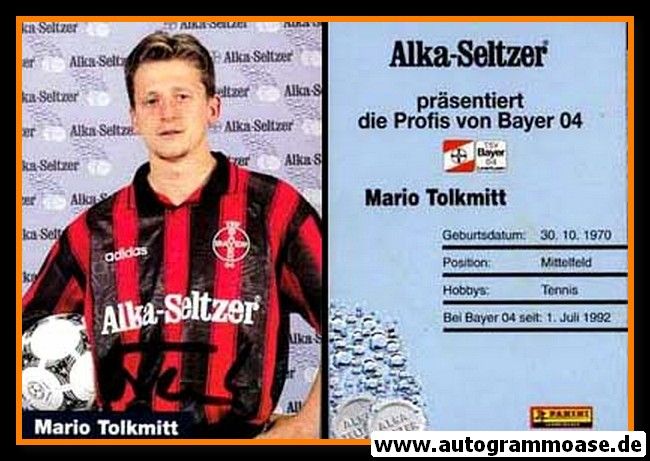 Autogramm Fussball | Bayer Leverkusen | 1995 | Mario TOLKMITT