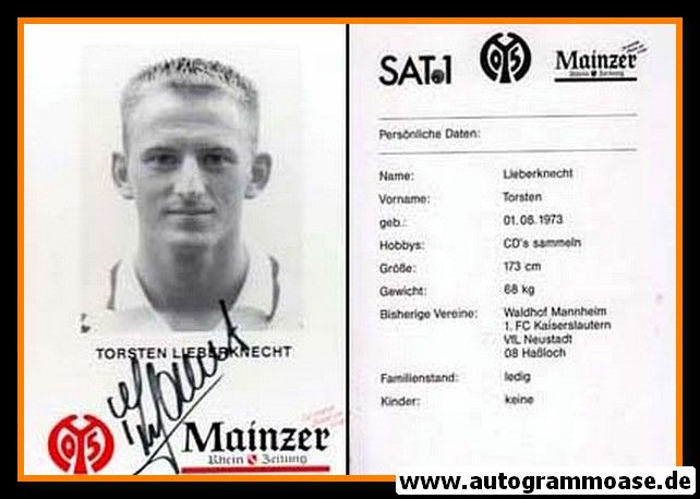 Autogramm Fussball | FSV Mainz 05 | 1995 | Torsten LIEBERKNECHT