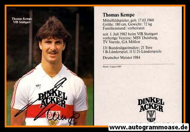 Autogramm Fussball | VfB Stuttgart | 1984 | Thomas KEMPE