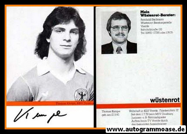 Autogramm Fussball | DFB | 1980er | Thomas KEMPE (Portrait SW) Wüstenrot