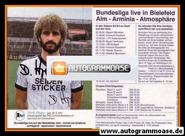 Autogramm Fussball | DSC Arminia Bielefeld | 1983 | Dirk HUPE
