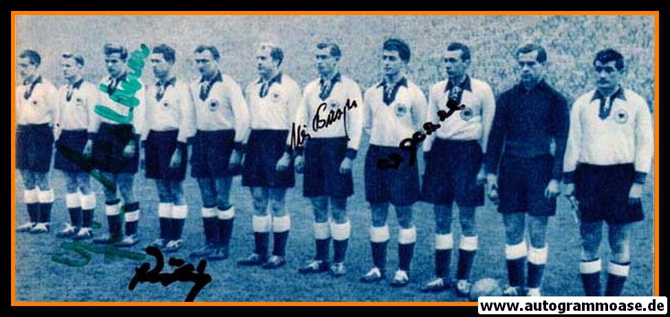 Mannschaftsfoto Fussball | DFB | 1955 + 4 AG (Biesinger, Eckel, Röhrig, Waldner) Norwegen