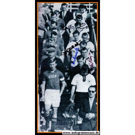 Mannschaftsfoto Fussball | DFB | 1956 + 4 AG (Biesinger, Eckel, Erhardt, Herkenrath) Einlauf UdSSR