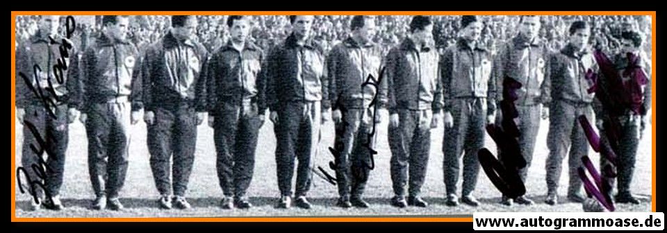 Mannschaftsfoto Fussball | DFB | 1957 + 4 AG (Erhardt, Kraus, Schäfer, Wewers) Österreich