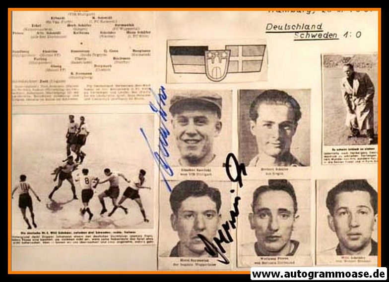 Autogramme Fussball | DFB | 1957 Foto | SAWITZKI + SZYMANIAK (Collage Schweden)