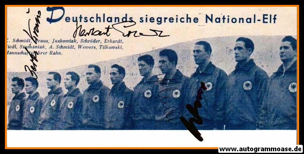 Mannschaftsfoto Fussball | DFB | 1957 + 4 AG (Erhardt, Kraus, Schmidt, Wewers) Niederlande