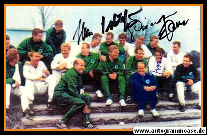 Autogramme Fussball | DFB | 1962 WM Foto | 4 AG (Giesemann, Haller, Nowak, Schäfer)
