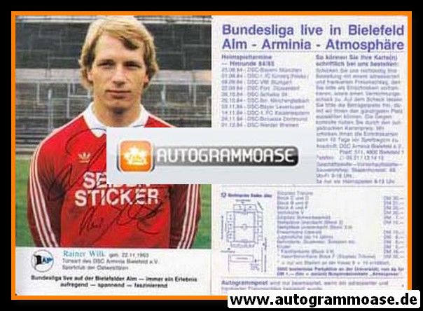 Autogramm Fussball | DSC Arminia Bielefeld | 1984 | Rainer WILK