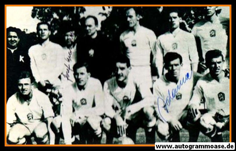Mannschaftsfoto Fussball | Tschechien | 1958 WM + 3 AG (Adamec, Masopust, Schrojf) Mexiko
