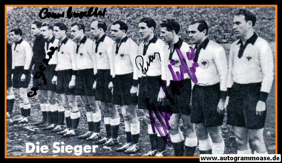Mannschaftsfoto Fussball | DFB | 1952 + 4 AG (Eckel, Retter, Schäfer, O. Walter) Schweiz 1