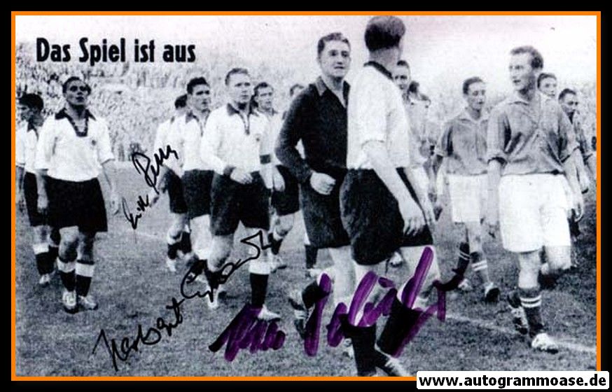 Autogramme Fussball | DFB | 1953 Foto | 3 AG (Erhardt, Retter, Schäfer) Spielende Saarland