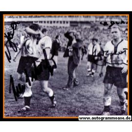 Autogramme Fussball | DFB | 1958 WM Foto | 4 AG (Eckel, Erhardt, Schäfer, Seeler) Abpfiff