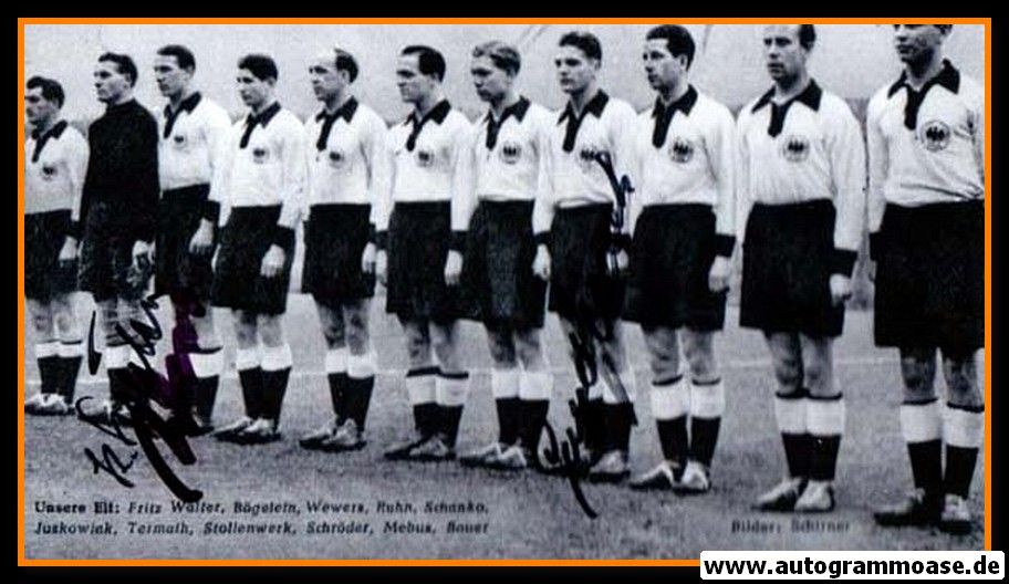 Mannschaftsfoto Fussball | DFB | 1951 + 3 AG (Bögelein, Stollenwerk, Wewers) Luxemburg