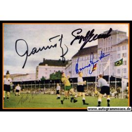 Autogramme Fussball | DFB | 1952 OS Foto | 4 AG (Ehrmann, Mauritz, Stollenwerk, Zeitler) Brasilien