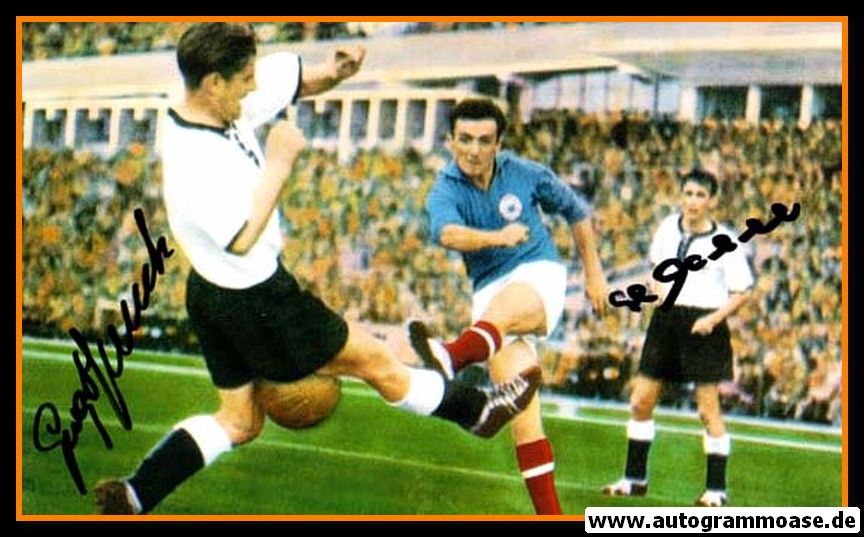 Autogramme Fussball | DFB | 1958 WM Foto | ECKEL + STOLLENWERK (Spielszene Jugoslawien)