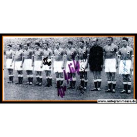 Mannschaftsfoto Fussball | DFB | 1953 + 4 AG (Erhardt, Pfaff, Röhrig, Schäfer) Amateure Spanien
