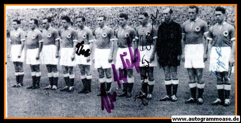 Mannschaftsfoto Fussball | DFB | 1953 + 4 AG (Erhardt, Pfaff, Röhrig, Schäfer) Amateure Spanien