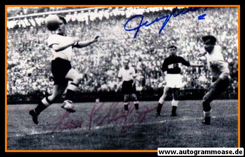 Autogramme Fussball | DFB + Türkei | 1950er Foto | SCHÄFER + SEREN (Spielszene SW)