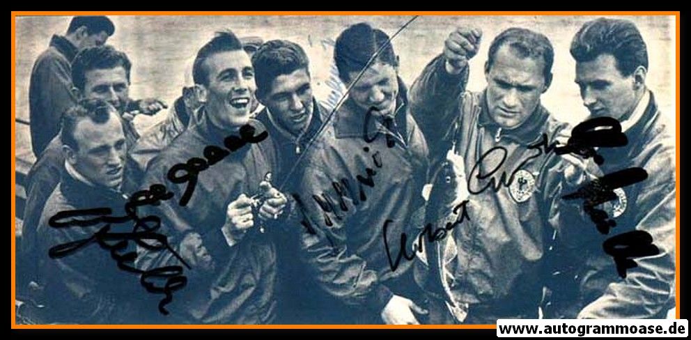 Autogramme Fussball | DFB | 1958 WM Foto | 6 AG (Angelausflug)