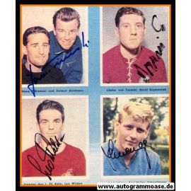 Autogramme Fussball | DFB | 1950er Foto | 4 AG (Schnellinger, Szymaniak, Tilkowski, Wilden) Collage Color