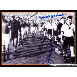 Autogramme Fussball | DFB | 1955 Foto | 4 AG (Biesinger, Eckel, Harpers, Herkenrath) Einlauf UdSSR