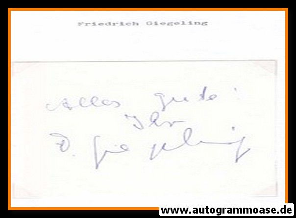 Autograph Fussball | Friedrich GIEGELING (DFB Amateure 1960er)