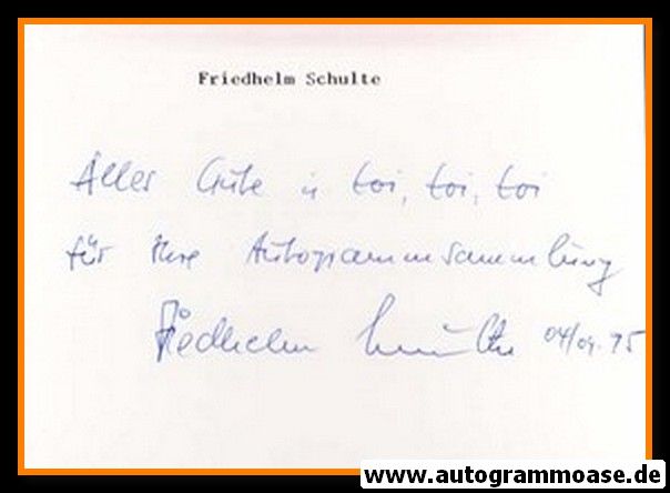 Autograph Fussball | Friedhelm SCHULTE (DFB Amateure 1960er)