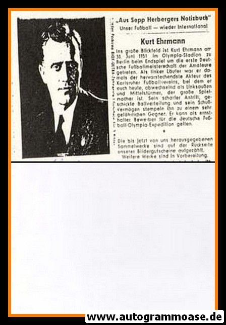 Autogramm Fussball | DFB | 1951 Sabi | Kurt EHRMANN (Portrait SW)