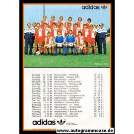 Mannschaftskarte Fussball | Fortuna Köln | 1984 Adidas