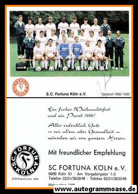 Mannschaftskarte Fussball | Fortuna Köln | 1988 + 2 AG