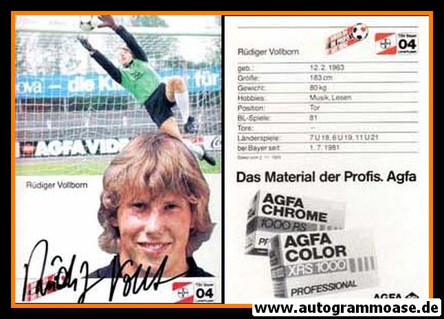 Autogramm Fussball | Bayer Leverkusen | 1985 | Rüdiger VOLLBORN (2)