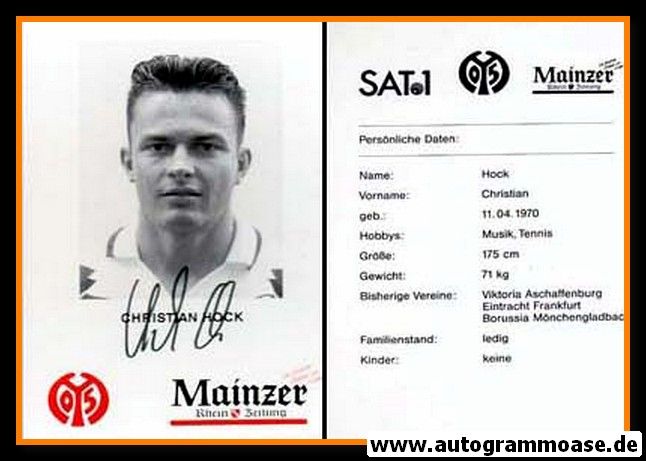 Autogramm Fussball | FSV Mainz 05 | 1995 | Christian HOCK