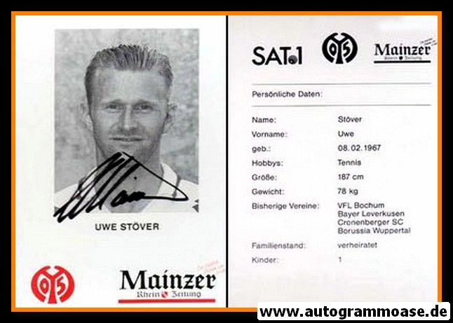 Autogramm Fussball | FSV Mainz 05 | 1995 | Uwe STÖVER