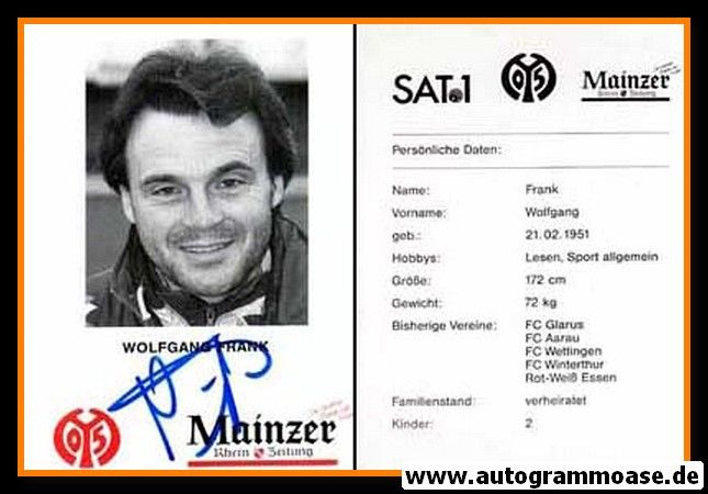 Autogramm Fussball | FSV Mainz 05 | 1995 | Wolfgang FRANK