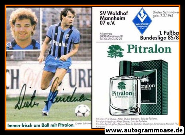 Autogramm Fussball | SV Waldhof Mannheim | 1985 | Dieter SCHLINDWEIN
