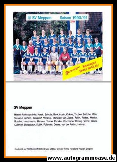 Mannschaftskarte Fussball | SV Meppen | 1990