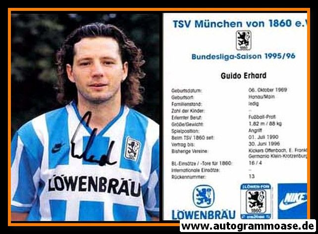 Autogramm Fussball | TSV 1860 München | 1995 | Guido ERHARD