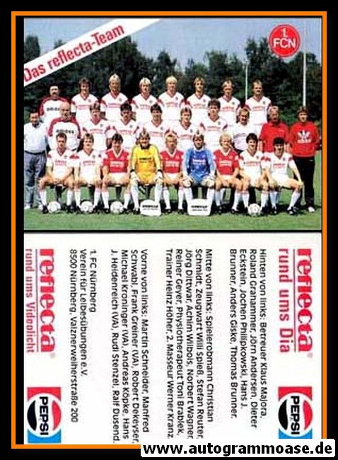 Mannschaftskarte Fussball | 1. FC Nürnberg | 1987 Reflecta