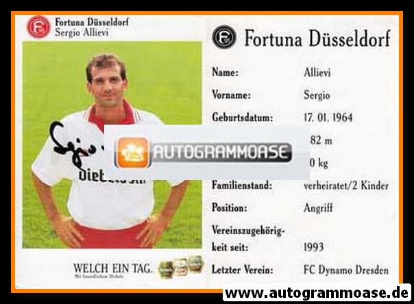 Autogramm Fussball | Fortuna Düsseldorf | 1994 | Sergio ALLIEVI