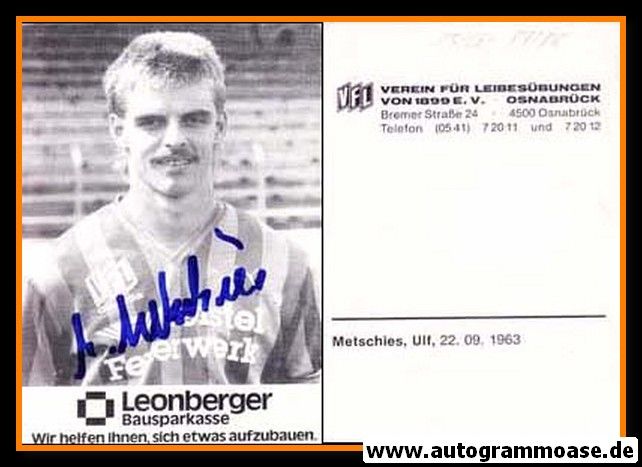 Autogramm Fussball | VfL Osnabrück | 1986 | Ulf METSCHIES