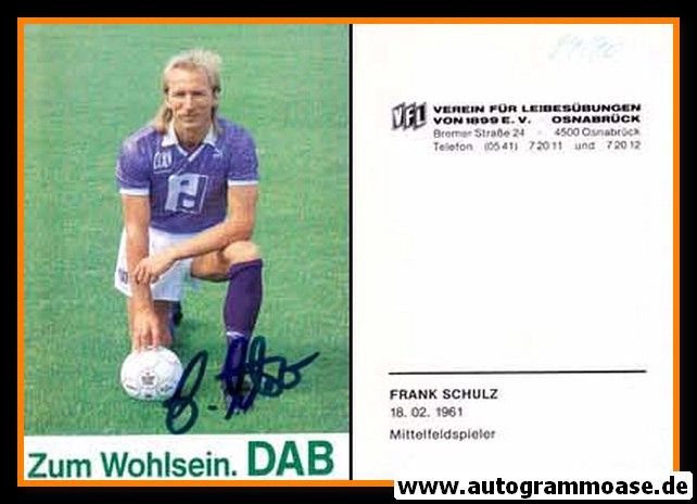 Autogramm Fussball | VfL Osnabrück | 1989 | Frank SCHULZ