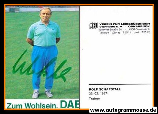 Autogramm Fussball | VfL Osnabrück | 1989 | Rolf SCHAFSTALL