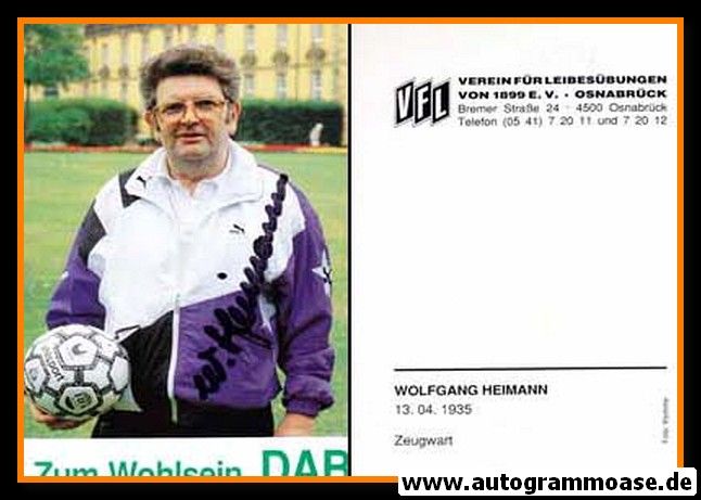 Autogramm Fussball | VfL Osnabrück | 1991 | Wolfgang HEIMANN