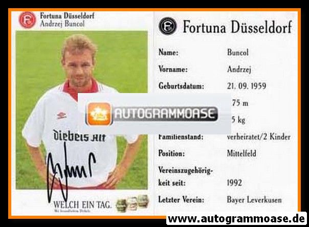 Autogramm Fussball | Fortuna Düsseldorf | 1994 | Andrzej BUNCOL