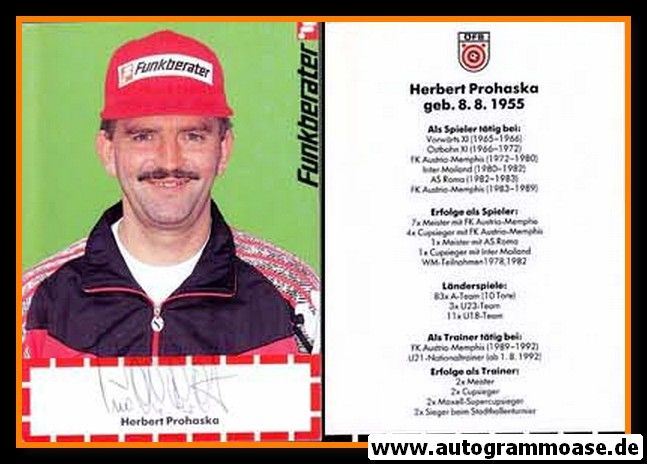 Autogramm Fussball | Österreich | 1990er | Herbert PROHASKA (Funkberater)